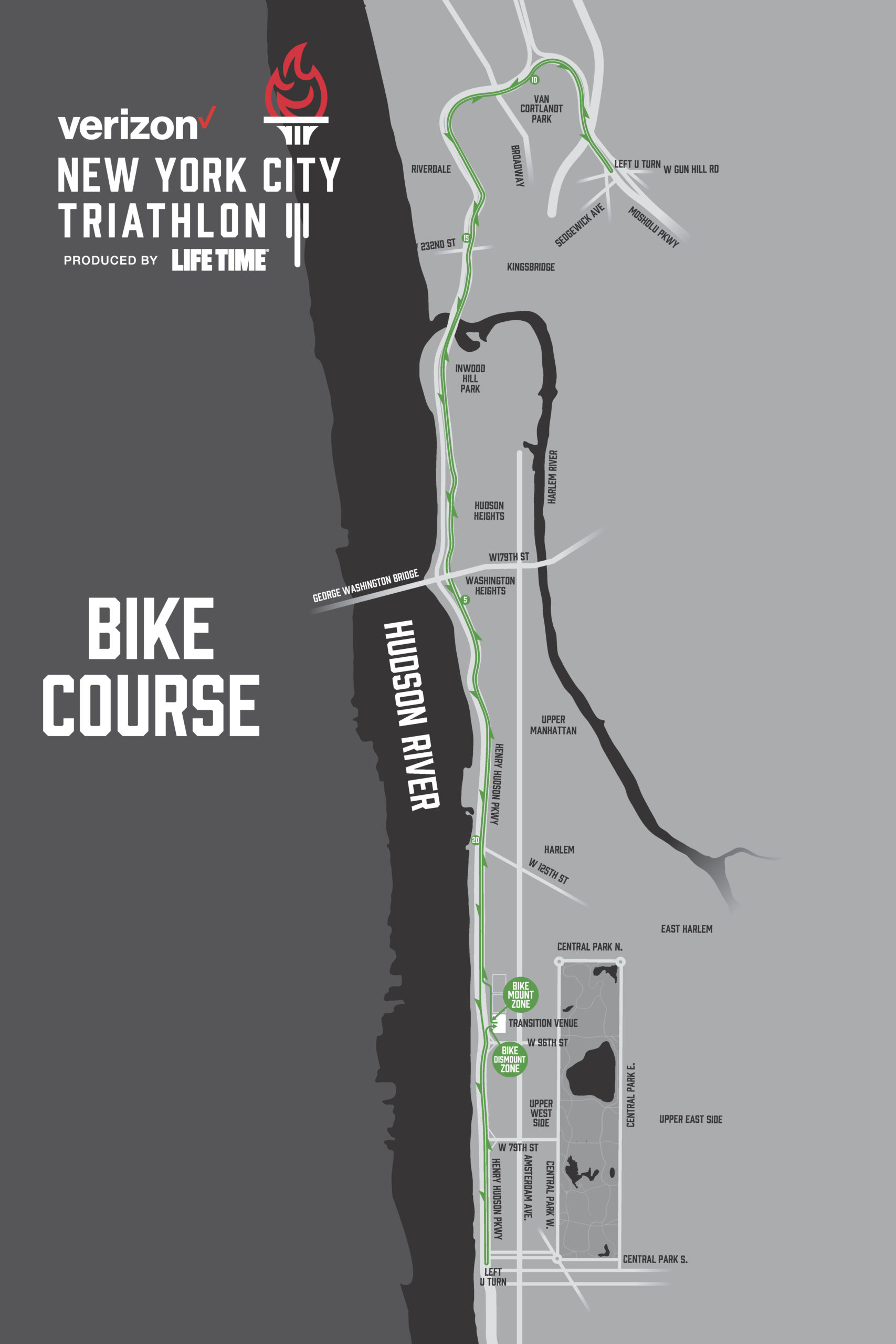 Cała trasa kolarska NYC Triathlon 2022