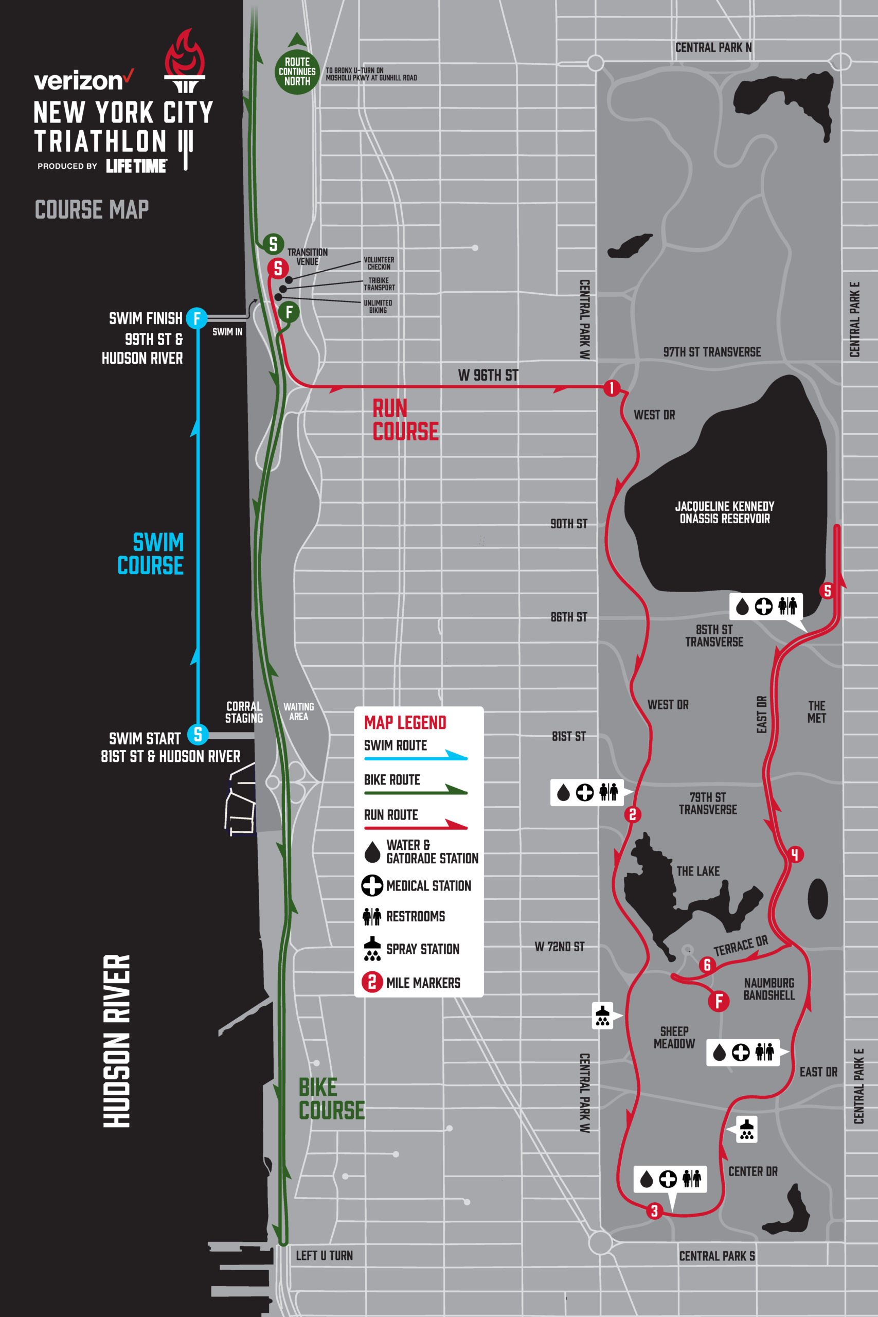 Trasa zawodów New York City Triathlon 2022