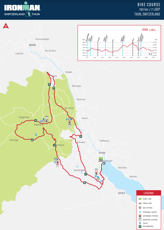 Trasa rowerowa IRONMAN Swizterzland Thun 2022