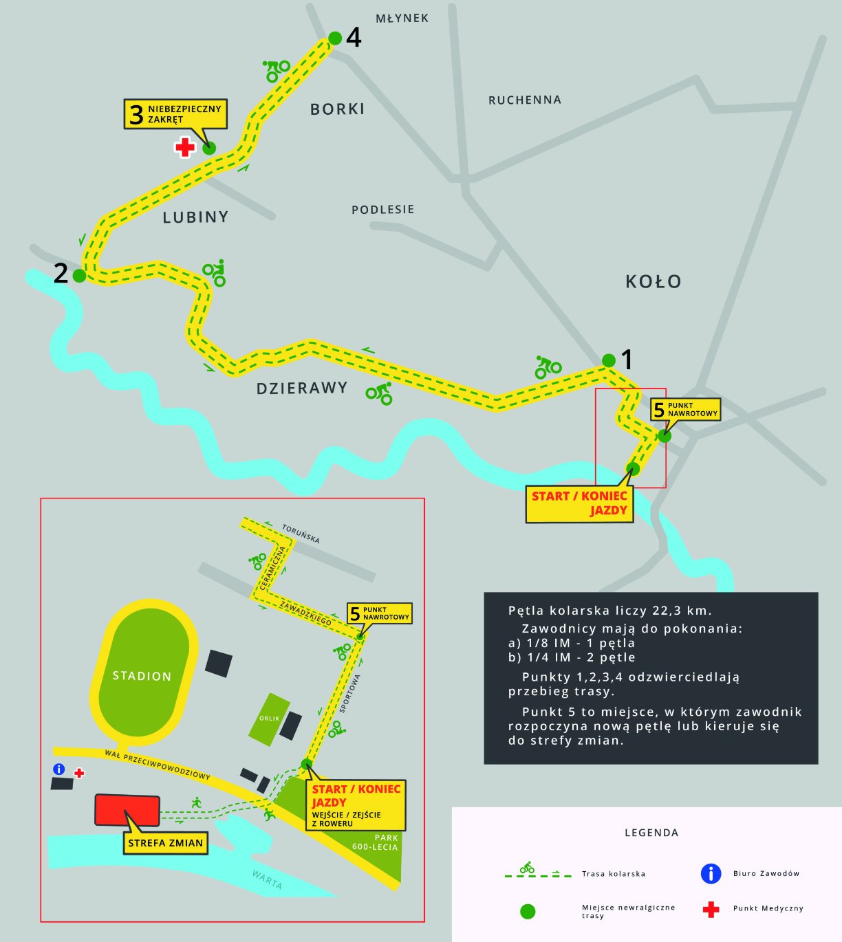 Trasa kolarska Samsung River Triathlon Koło 2022