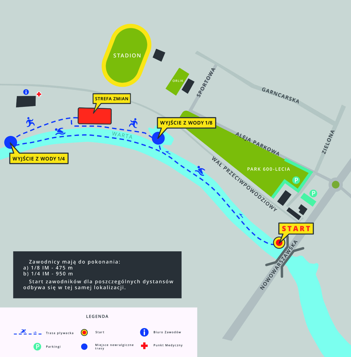 Trasa pływacka Samsung River Triathlon Koło 2022