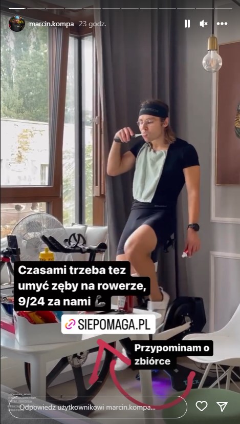 Marcin Kompa na rowerze