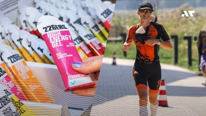 Żele energetyczne 226ers i biegnąca zawodniczka