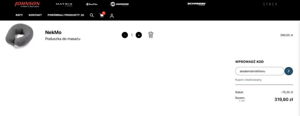 poduszka masująca kark Synca NekMo na stronie Johnson Fitness