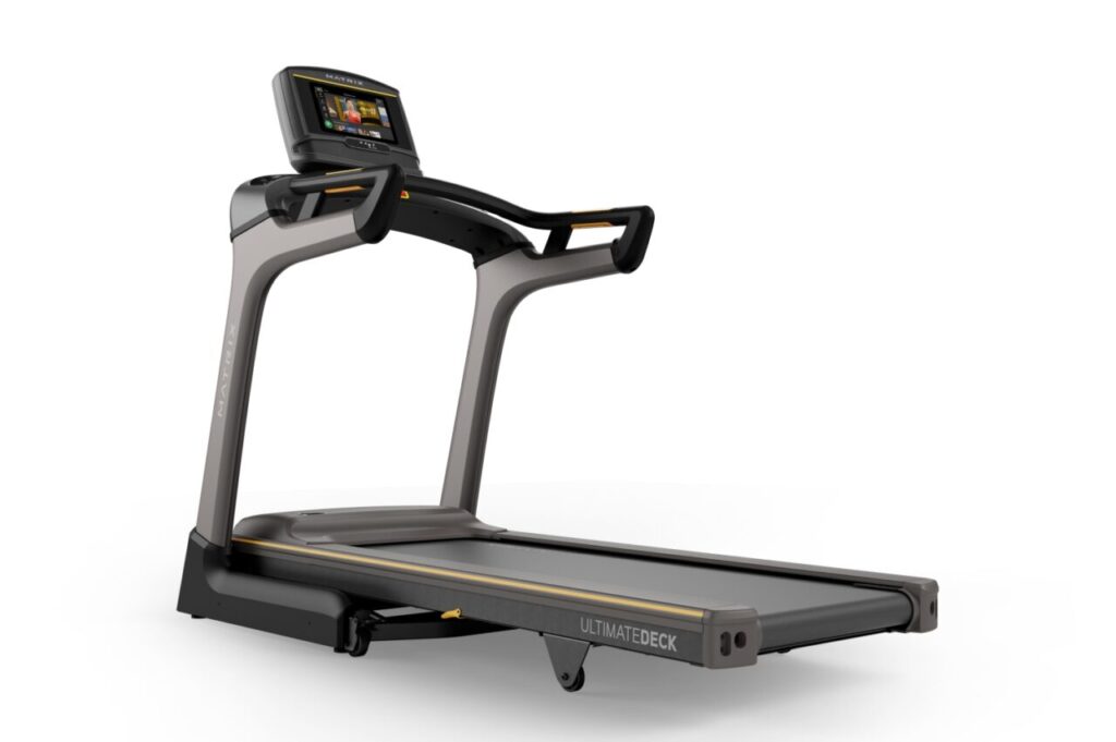 Bieżnia Matrix TF30 TF50 przód – konsola, poręcze i system amortyzacji Ultimate Deck