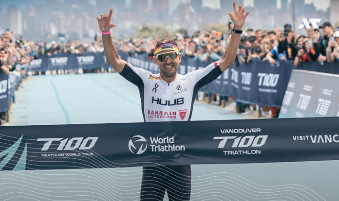 Jelle Geens na mecie zawodów T100