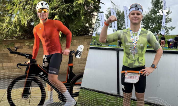 Triathlonista Szymon Fajok podczas zawodów i treningu kolarskiego – sylwester i noworoczne podejście do sportu triathlonowego