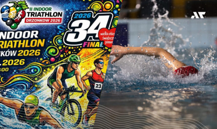 Indoor Triathlon Drzonków 2026 – pływanie podczas charytatywnych zawodów triathlonowych w ramach Finału WOŚP