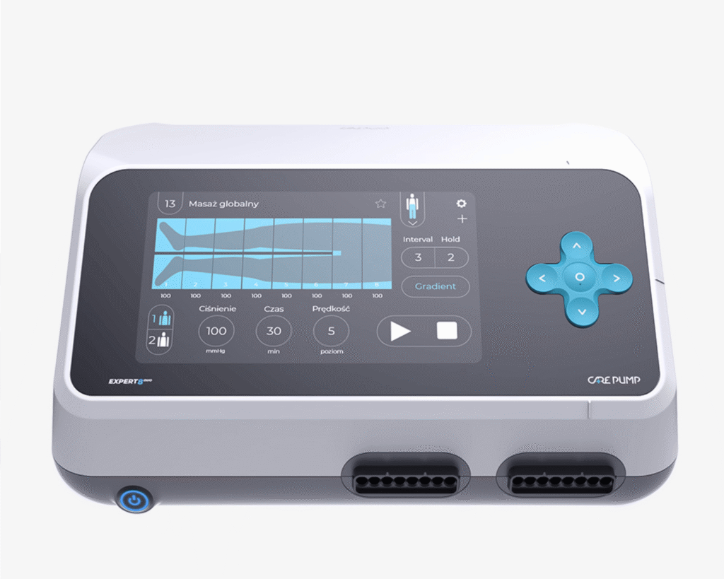 CarePump Expert8 DUO – 8-komorowy aparat do presoterapii i drenażu limfatycznego z dwoma kanałami terapii
