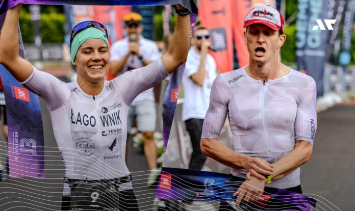 Marta Łagownik i Jacek Krawczyk – rekordziści trasy JBL Triathlon Sieraków na mecie zawodów